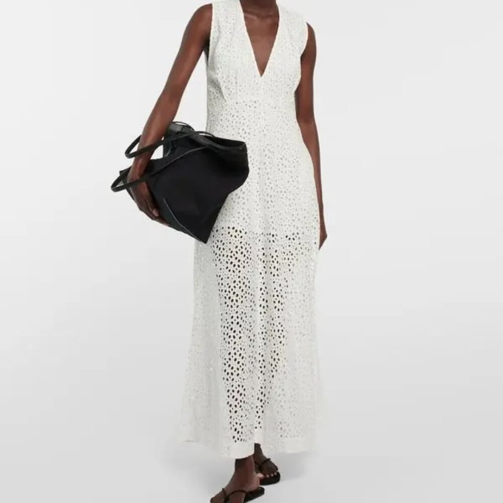 TOTÊME  Broderie Anglaise Cotton Maxi Dress - White 36EU